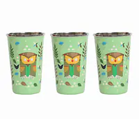 Steel Tumbler Big-Owl Tie Green ( set of 3 ) - Master