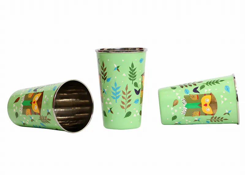 Steel Tumbler Big-Owl Tie Green ( set of 3 ) - Master
