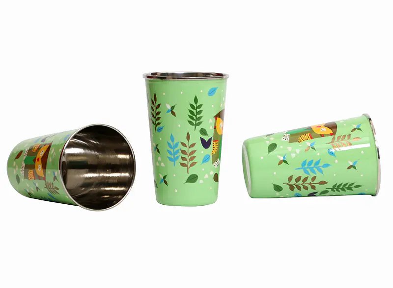 Steel Tumbler Big-Owl Tie Green ( set of 3 ) - Master