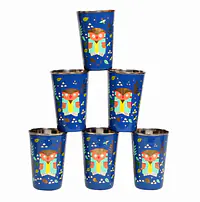 Steel Tumbler Big-Owl Tie Blue ( set of 6 ) - Master