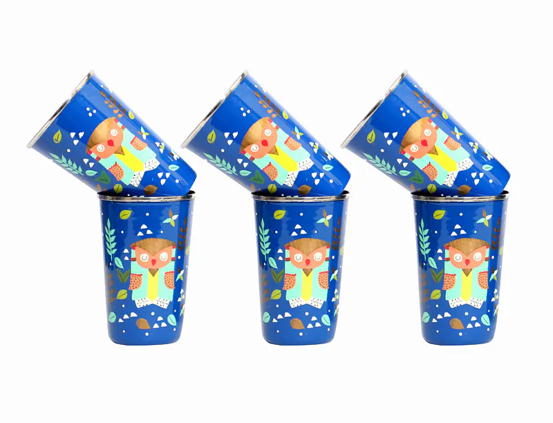 Steel Tumbler Big-Owl Tie Blue ( set of 6 ) - Master