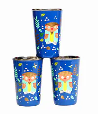 Steel Tumbler Big-Owl Tie Blue ( set of 3 ) - Master
