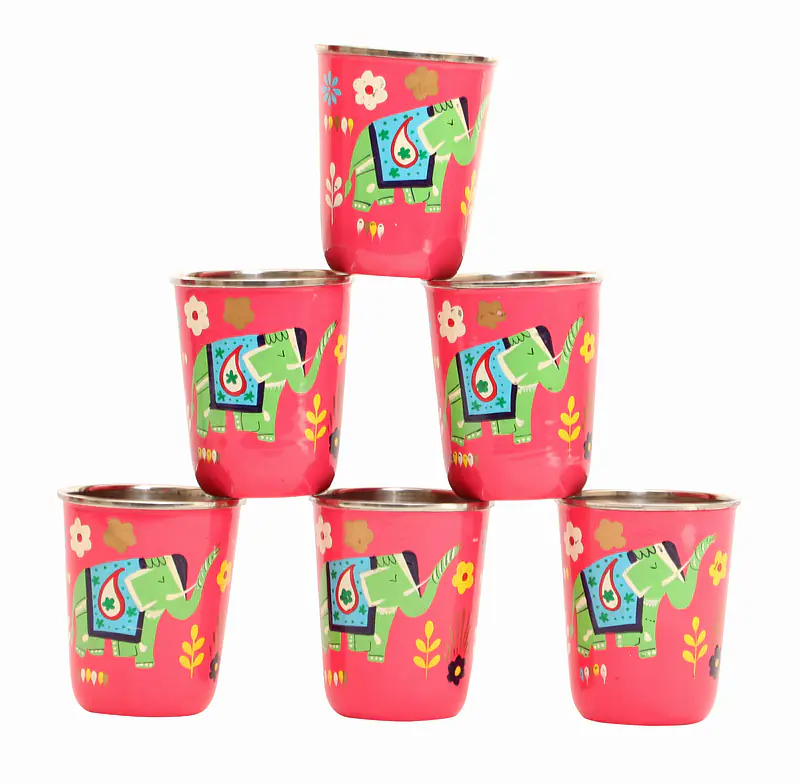 Steel Tumbler Small-ELEPHANT STAR-Pink ( set of 6 ) - Master