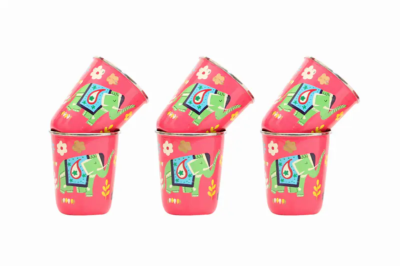 Steel Tumbler Small-ELEPHANT STAR-Pink ( set of 6 ) - Master