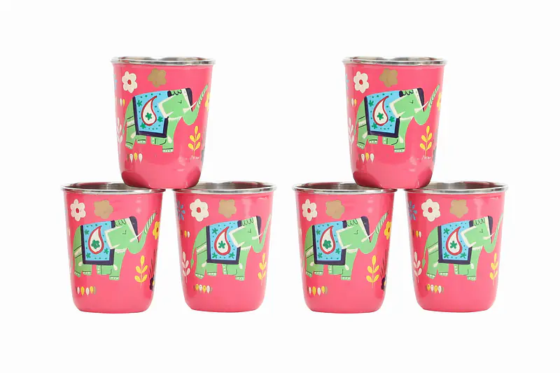 Steel Tumbler Small-ELEPHANT STAR-Pink ( set of 6 ) - Master