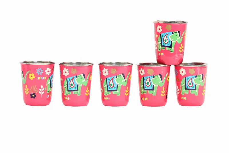 Steel Tumbler Small-ELEPHANT STAR-Pink ( set of 6 ) - Master