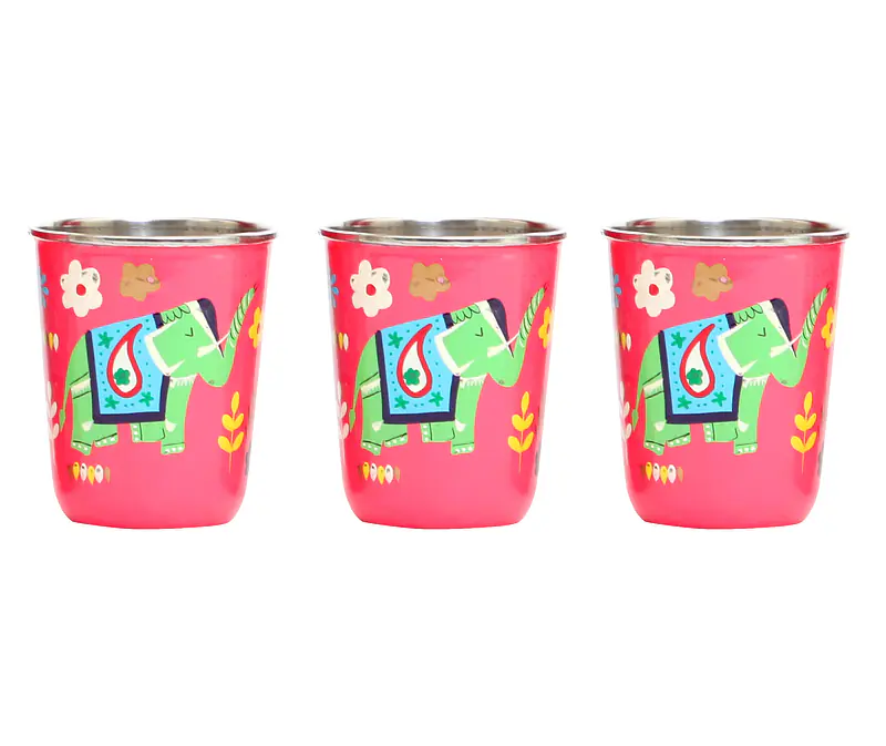 Steel Tumbler Small-ELEPHANT STAR-Pink ( set of 3 ) - Master