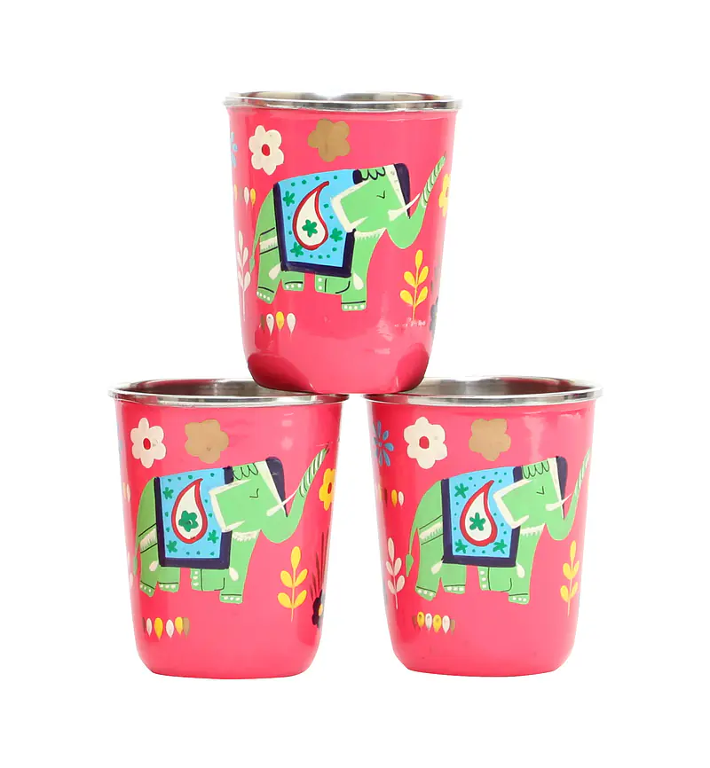 Steel Tumbler Small-ELEPHANT STAR-Pink ( set of 3 ) - Master