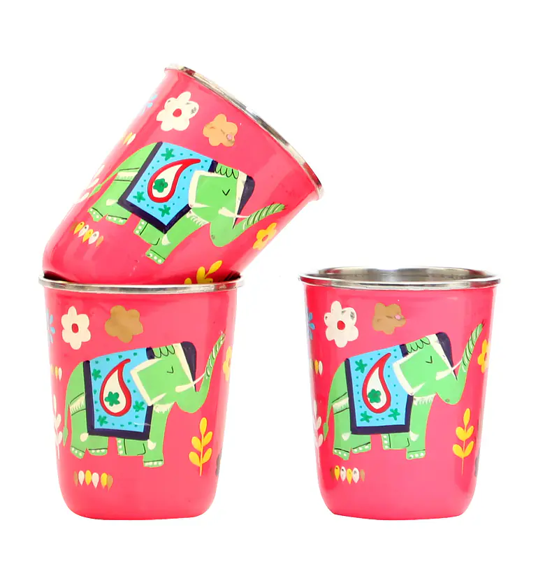 Steel Tumbler Small-ELEPHANT STAR-Pink ( set of 3 ) - Master