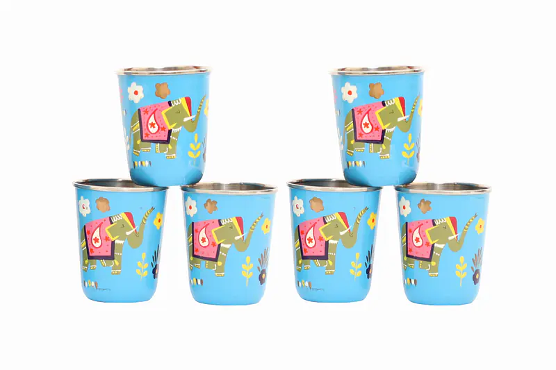 Steel Tumbler Small-ELEPHANT STAR-Blue ( set of 6 ) - Master