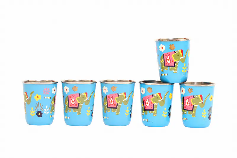 Steel Tumbler Small-ELEPHANT STAR-Blue ( set of 6 ) - Master