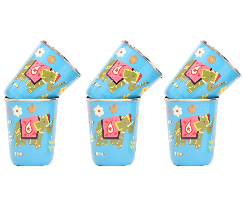 Steel Tumbler Small-ELEPHANT STAR-Blue ( set of 6 ) - Master