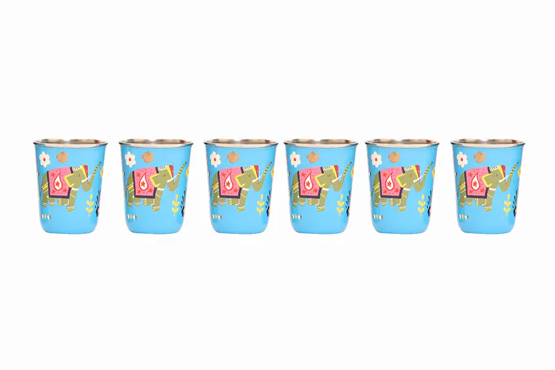 Steel Tumbler Small-ELEPHANT STAR-Blue ( set of 6 ) - Master