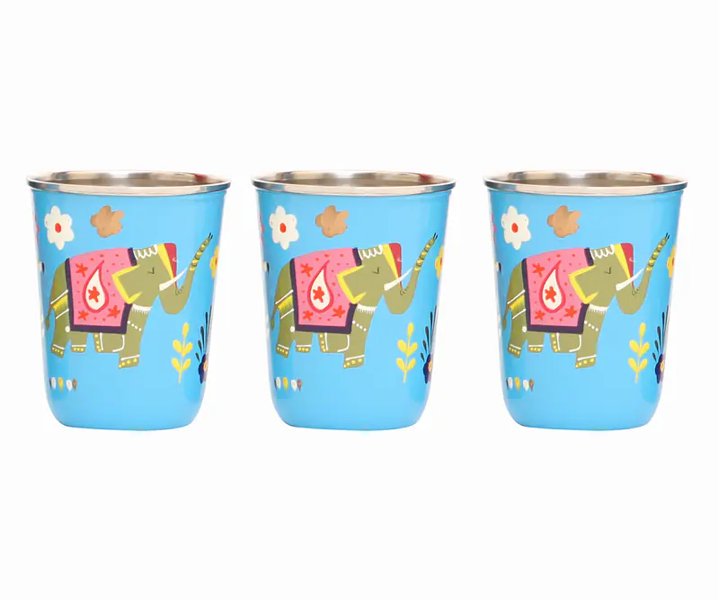 Steel Tumbler Small-ELEPHANT STAR-Blue ( set of 3 ) - Master