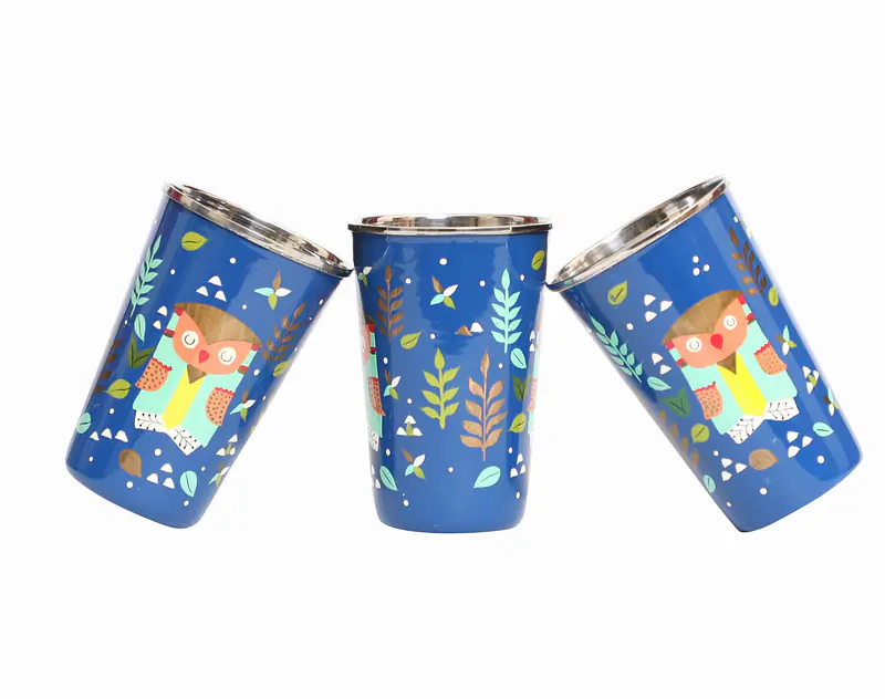 Steel Tumbler Big-Owl Tie Blue ( set of 3 ) - Master