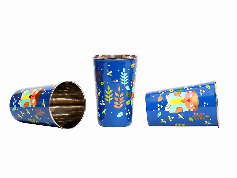Steel Tumbler Big-Owl Tie Blue ( set of 3 ) - Master