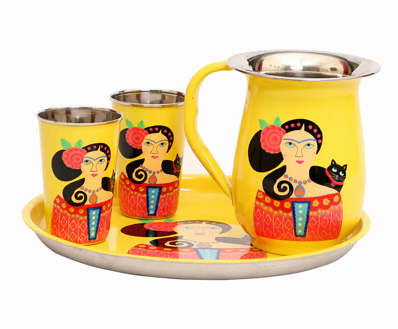 Steel Lady Set - Plate, 2 glasses & Jug - Master