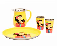 Steel Lady Set - Plate, 2 glasses & Jug - Master
