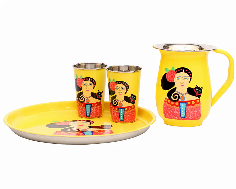 Steel Lady Set - Plate, 2 glasses & Jug - Master