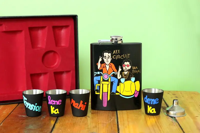 Hip Flask with Shot Glasses - Munna Bhai - Master