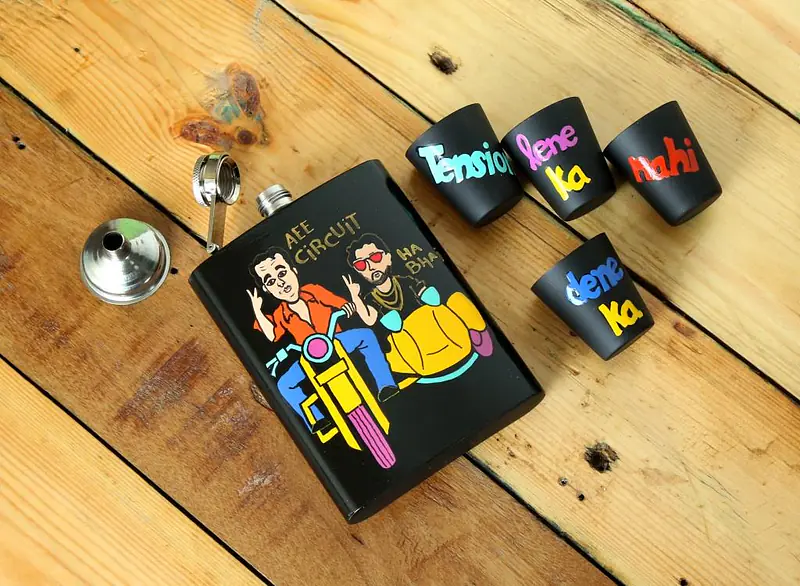 Hip Flask with Shot Glasses - Munna Bhai - Master