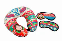 Neck Pillows & Eye Masks Combo - ( Two Eye Masks ) - Horn Not Ok Please - Master