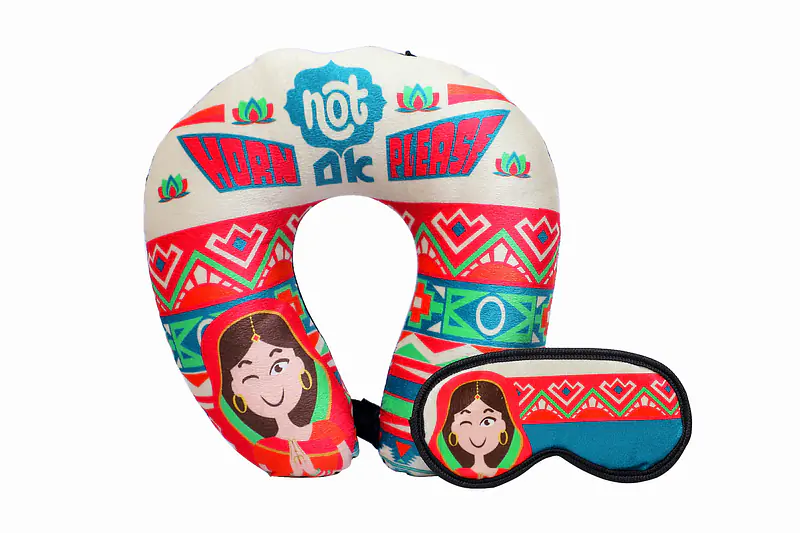 Neck Pillow & Eye Mask Combo -  Horn Not Ok Please - Master