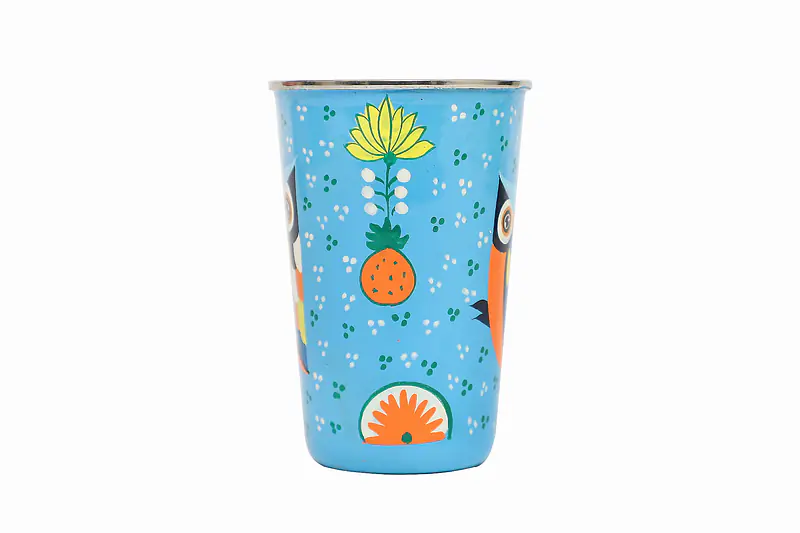 Stainless Steel Tumbler Big -  Owl Feather Blue - Master