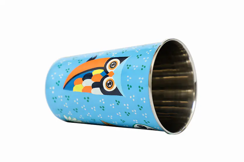 Stainless Steel Tumbler Big -  Owl Feather Blue - Master