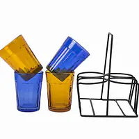Tapri Glasses - Rang Barse - Set of 4 ( Blue , Brown ) - Master