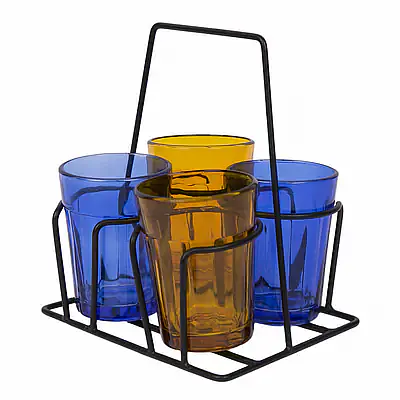 Tapri Glasses - Rang Barse - Set of 4 ( Blue , Brown ) - Master