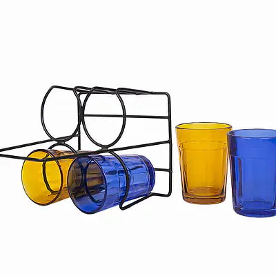 Tapri Glasses - Rang Barse - Set of 4 ( Blue , Brown ) - Master