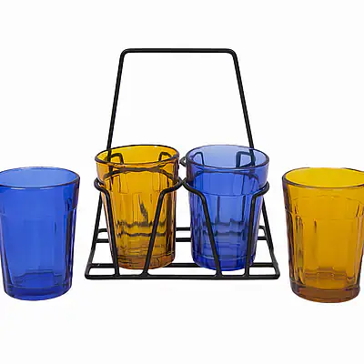 Tapri Glasses - Rang Barse - Set of 4 ( Blue , Brown ) - Master