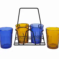 Tapri Glasses - Rang Barse - Set of 4 ( Blue , Brown ) - Master
