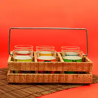 Cutting Chai Glasses Super Six With Raw Wooden Stand - Master