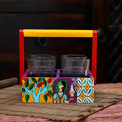 Katta Chai With Two Clear Cutting Chai Glasses - Run Zun - Master