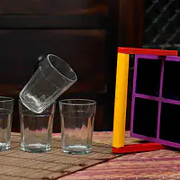 Katta Chai With Two Clear Cutting Chai Glasses - Run Zun - Master