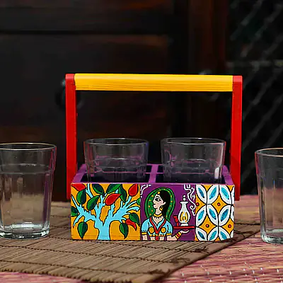 Katta Chai With Two Clear Cutting Chai Glasses - Run Zun - Master