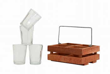 Tapri Glasses - Country Wood Stand With 4 Glasses