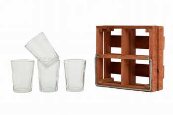 Tapri Glasses - Country Wood Stand With 4 Glasses