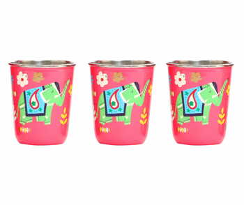 Steel Tumbler Small-ELEPHANT STAR-Pink ( set of 3 )