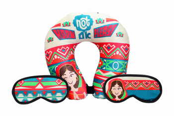 Neck Pillows & Eye Masks Combo - ( Two Eye Masks ) - Horn Not Ok Please