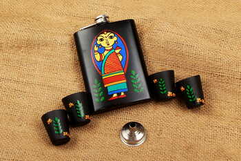 Hip Flask with Shot Glasses - Bengali Babushka