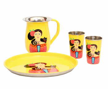 Steel Lady Set - Plate, 2 glasses & Jug