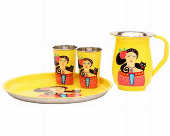 Steel Lady Set - Plate, 2 glasses & Jug