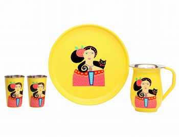 Steel Lady Set - Plate, 2 glasses & Jug