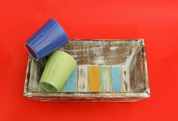 Wooden Tray with 2 ceramic glasses