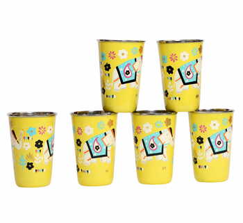 Steel Tumbler Big-ELEPHANT Star-Yellow ( set of 6 )